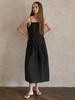 Avang Cotton Washing Sleeveless Dress - Black