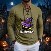 Men's Vintage Halloween Print Lace-Up Long Sleeve T-Shirt