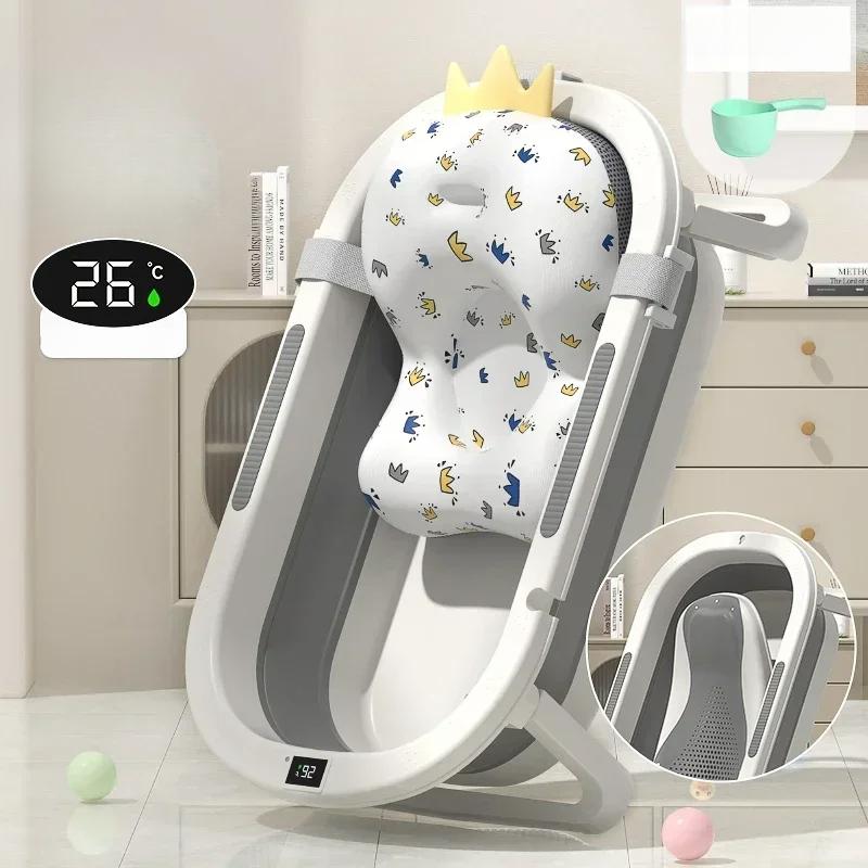 Warm and Foldable Baby Bath Tub Comfortable Toddler Bath Tub for Sitting and Lying Ideal for Newborns and Children