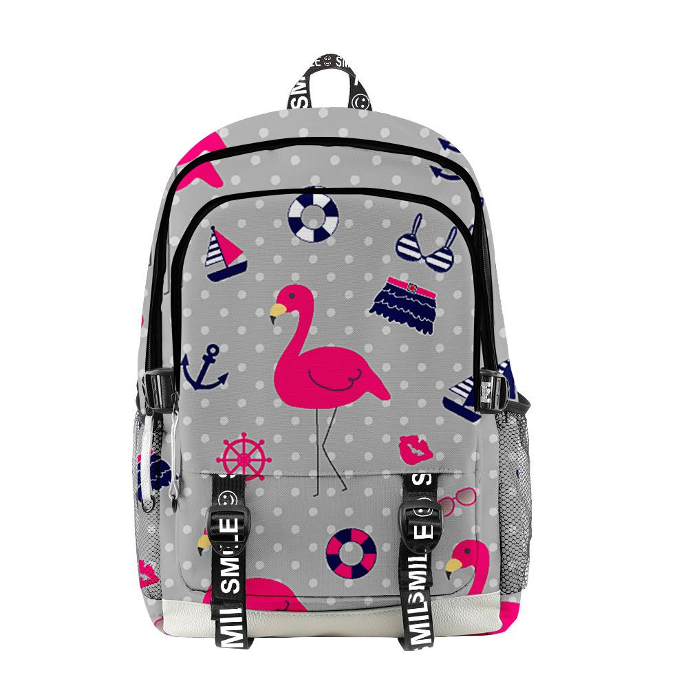 Classic Novelty Cool Flamingo 3D Print Student School Bags Unisex Oxford Waterproof Notebook Multifunction Travel Backpacks