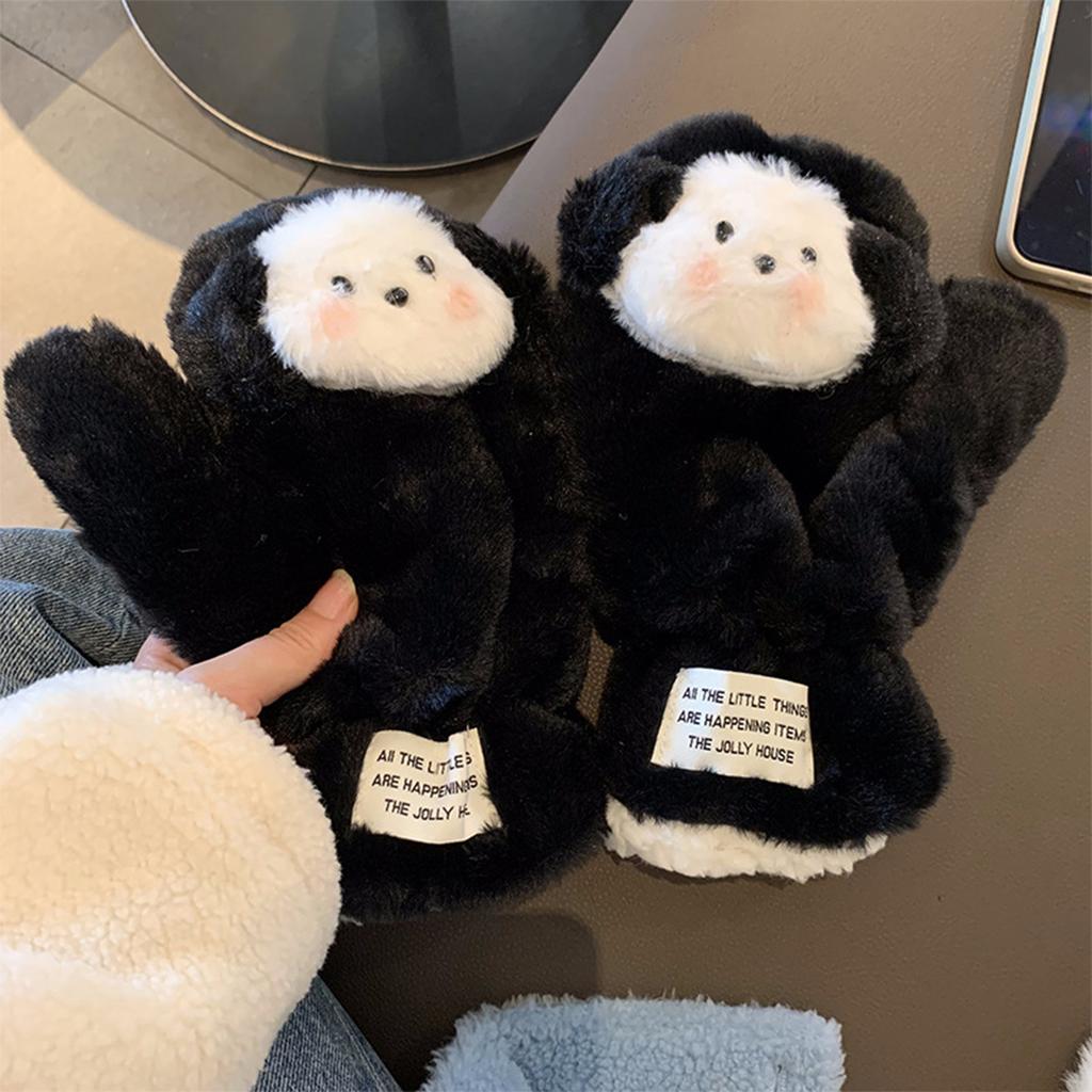 Ladies' Cute Plush Gloves, Parcha Dog Warm And Thick Plush, Full Package, Finger Riding, Cold Resistant Gloves