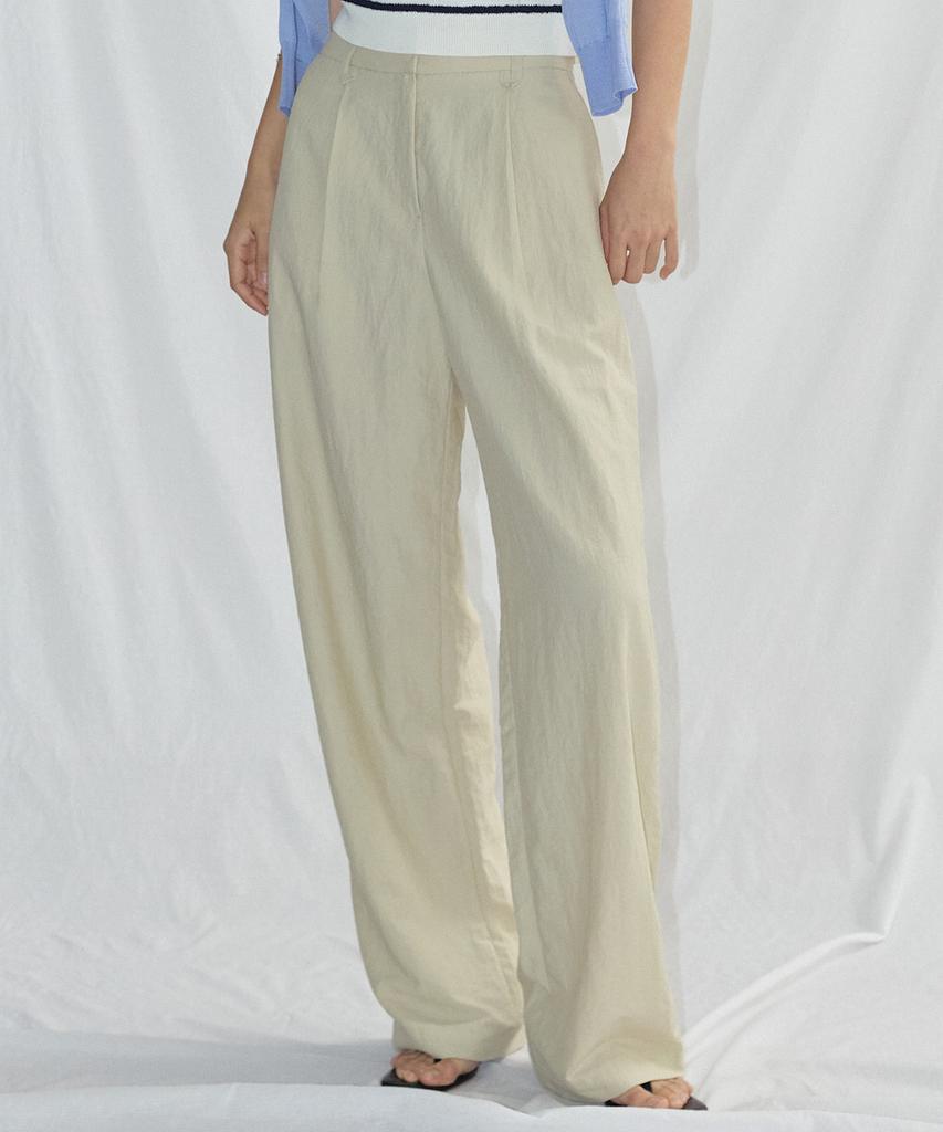 CITYBREEZE Cool Air Back Elastic Single-Pleat Wide Pants_Light Khaki