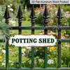 2D Flat, 1pc, 3.94 X 15.74 Inches Aluminum Decorative Sign - Vintage-Style Potting Shed Sign, Featuring A Rustic Green and White Decorative Plaque