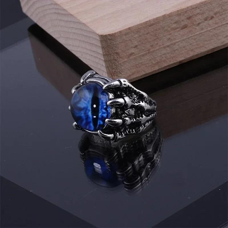 Men's Punk Colorful Evil Eye Rings for Men Women Fashion Vintage Demon Dragon Claw Ring Male Jewelry Accessories Gifts