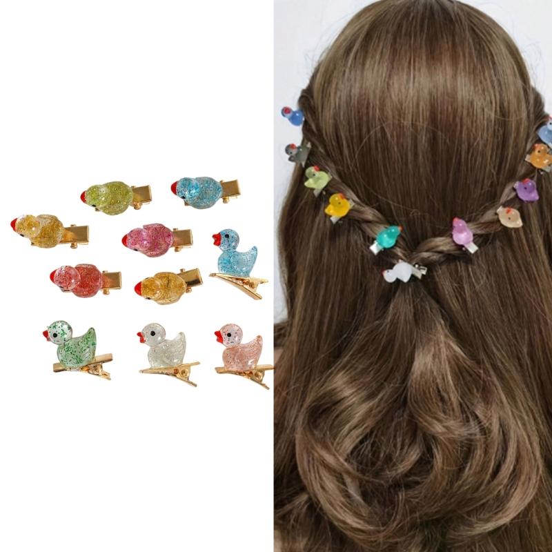 10PCS Yellow Duck Hair Clip Set Cute Duckling Hair Accessories Cartoon Hairpin for Kids Girls School Family Party