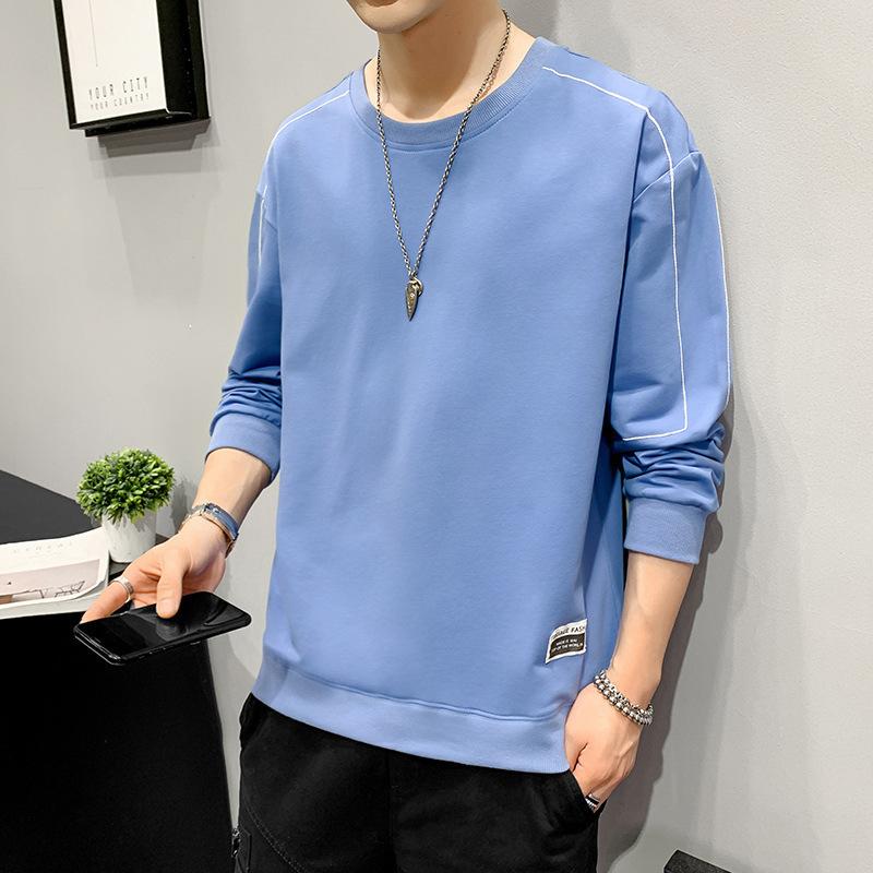 Men's Sweatshirt Spring New Youth Hong Kong Style Casual Loose Round Neck Long Sleeve Versatile T-shirt Bottoming Shirt