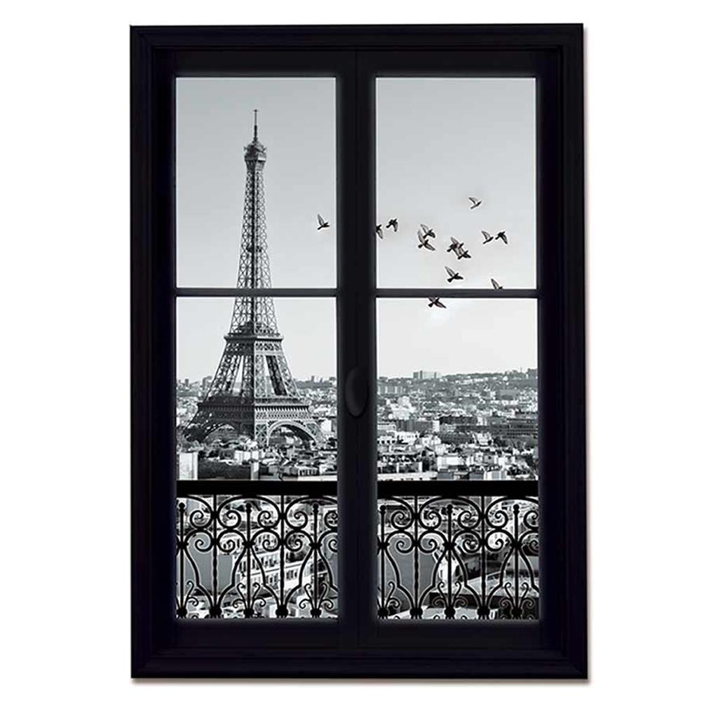 Les Trésors De Lily [M9128] - Trompe L'oeil Sticker 'View of the Eiffel Tower' (50x70 Cm)
