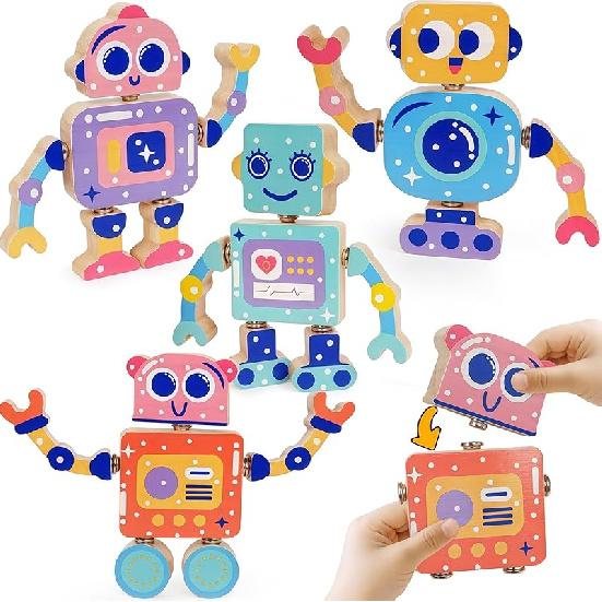 Dinosaur Toys for Kids 3-5,Wooden Magnetic Dino Take Apart Building Blocks Toys for Fine Motor Skills & Creative Play,Easter Basket Stuffers for