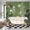 Funny Frog Cute Shower Curtain  Animal Hilarious Green Plant Vintage Bathroom Set Accessories Decor with 12 Pack Hooks