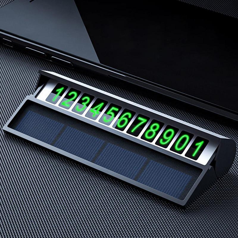Solar Luminous Car Temporary Parking Card H Idden Telephone Number Plate For Car Styling Auto Number Card Stickers Accessories