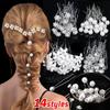20pcs/set Bridal Pearl U-shaped Hair Comb Forks Elegant Wedding Crystal Flower Hairpin Women Hairstyle Clips Jewelry Accessories