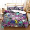 Graffiti Duvet Cover Set Cute Hip Hop Style Polyester Comforter Cover with Pillowcase Queen Full Size for Kid Teen Bedding Set