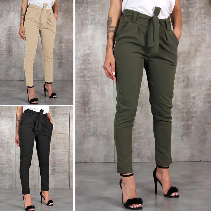 Buy Women Slim Fit Trousers Casual High 