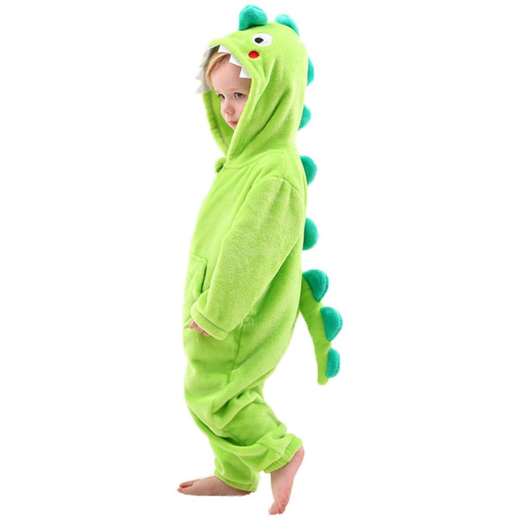 LOLANTA Dinosaur Kigurumi Baby Overalls Halloween Costume Christmas Costume for Boys and Light Green Sizes Kids' Girls, Flannel, 105-120