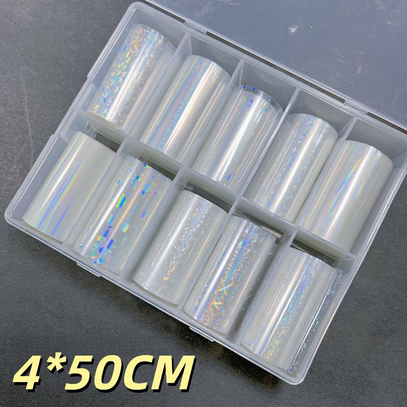 1 Set 10 Patterns Nail Foil Transfer Paper Metal Stickers For Professional DIY Nail Art Salon Home Decor