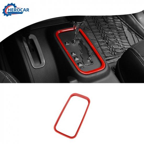 Center Gear Shift Panel Cover Trim Frame Ring For Jeep Wrangler JK 07-17 Red ABS