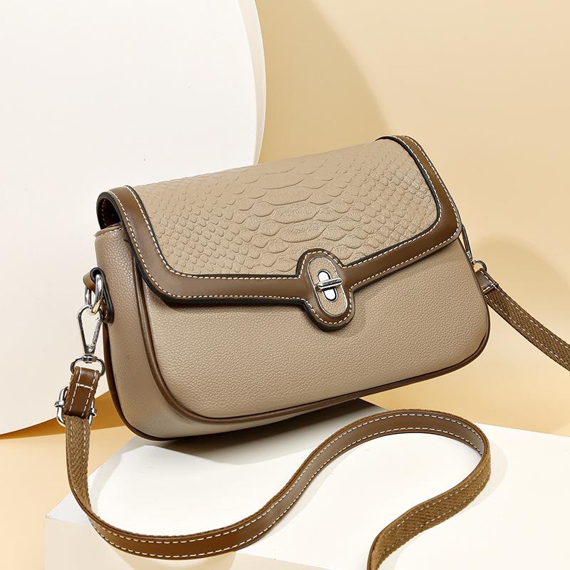 Premium contrasting color new bag women's new messenger bag crocodile pattern small square bag shoulder bag