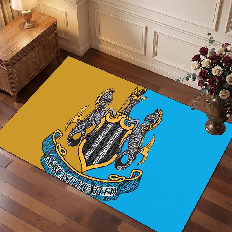 Tappeto in Velluto di Cristallo con Stampa di Calcio del Newcastle United, Comodo Assorbente d'Acqua Antiscivolo Tappeto per Pavimento Interno