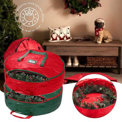 PE Wreath Storage Bag On Christmas Anti-foulings Portable Garland Storage Bag For Festival Christmas Tree Decor Organizer
