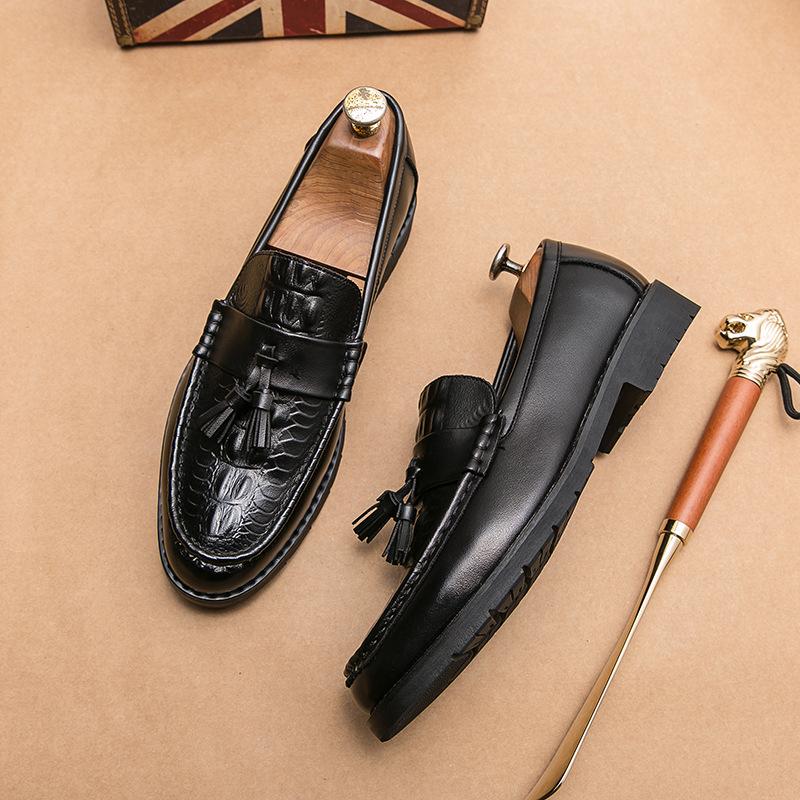 Summer new crocodile pattern youth British style breathable casual shoes 38