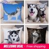 Decor Cute Siberian Husky Pillowcase Pet Dog Printed Super Soft Short Plush Pillow Case cm Animal Cushion Cover for Sofa