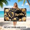Rose Floral Theme Beach Towel Personalized Custom Name & Text Soft Quick Dry Beach Towel for Swimming Travel
