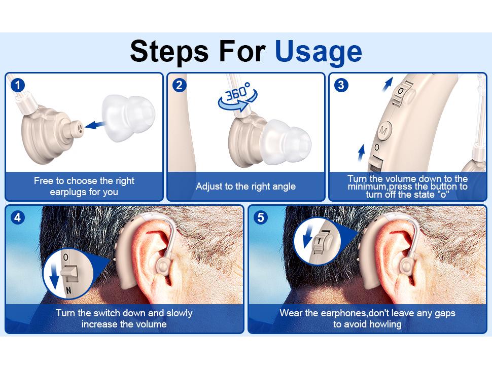 Digitaler BTE-Hörgeräte-Apparat mit Geräuschunterdrückung für Senioren mit Hörverlust