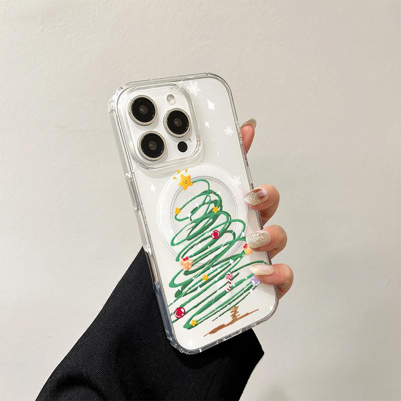 Green Christmas Tree Magnetic Case for Samsung Galaxy S25 Edge S24 S23 S22 S21 Ultra Plus FE A56 A55 A54 A36 A35 A26 A16 Cover