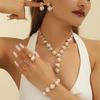 Stylish Exquisite Imitation Pearl Necklace Earrings Jewelry Set Ladies Jewelry Bridal Banquet