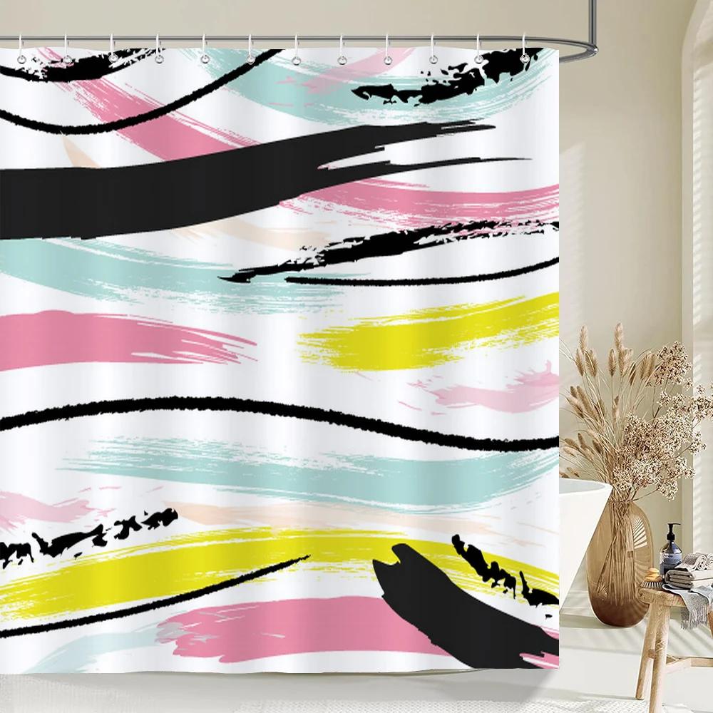 Waterproof Polyester Colorful Shower Curtain Modern Color Print For Bathroom Curtain Long 180*200Cm Shower Curtains Cortina