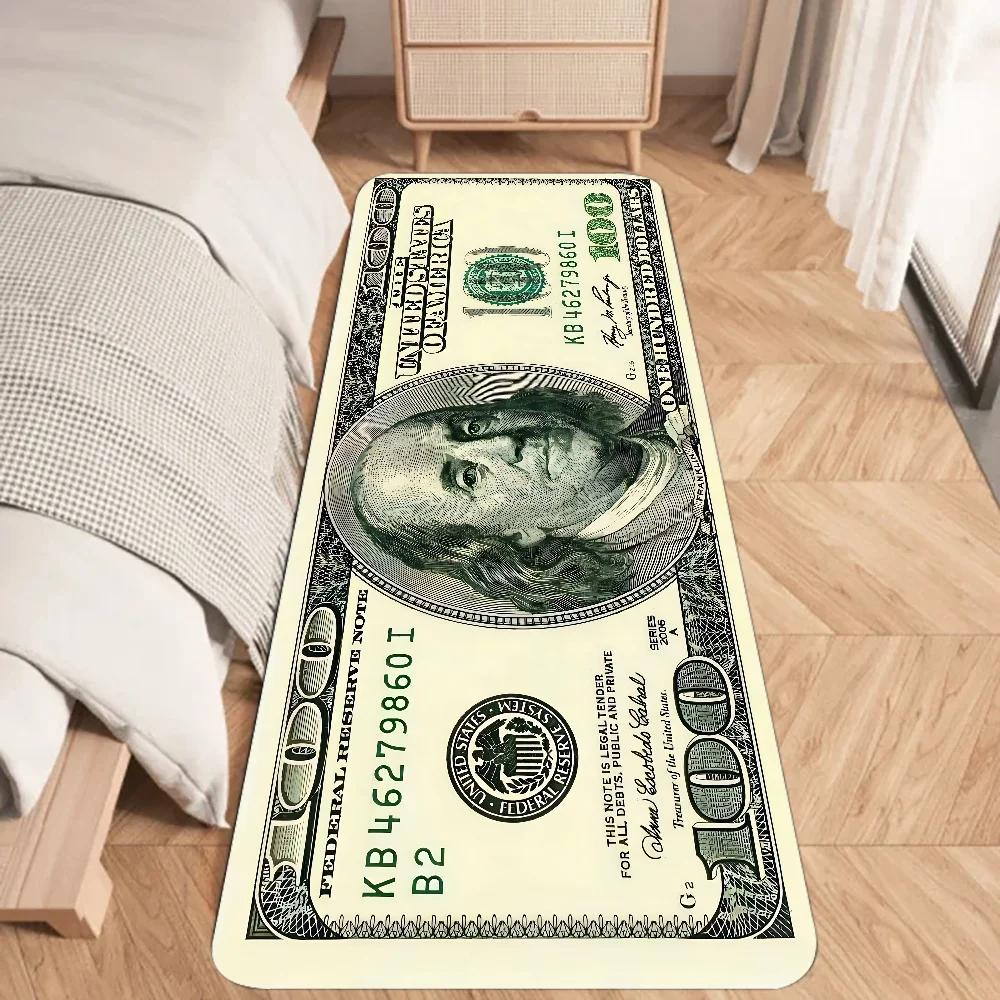 Dollar Money Floor Mat Graphic Printed Flannel Doormats for Bathroom Kitchen Entrance Carpet Home Decor