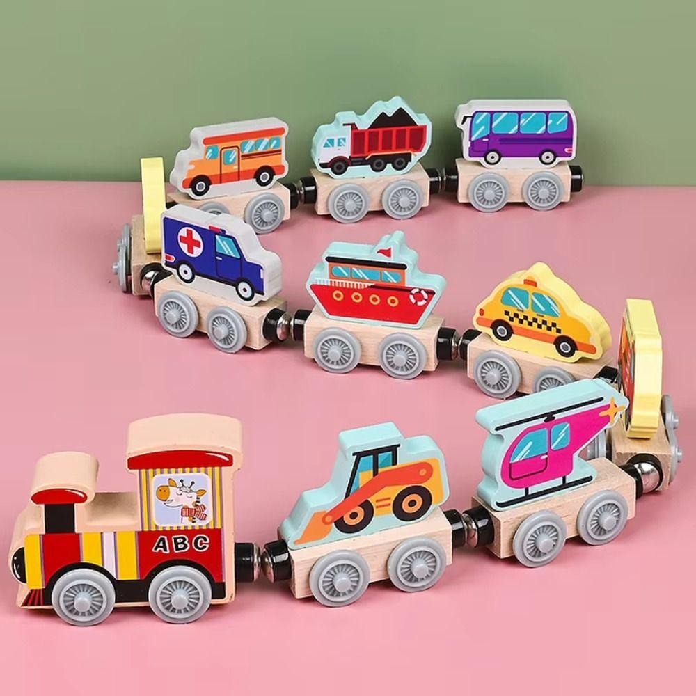 Transportation Train Wooden Toy Educational Wooden Magnetic Train Magnetic Train Toys  For Toddlers