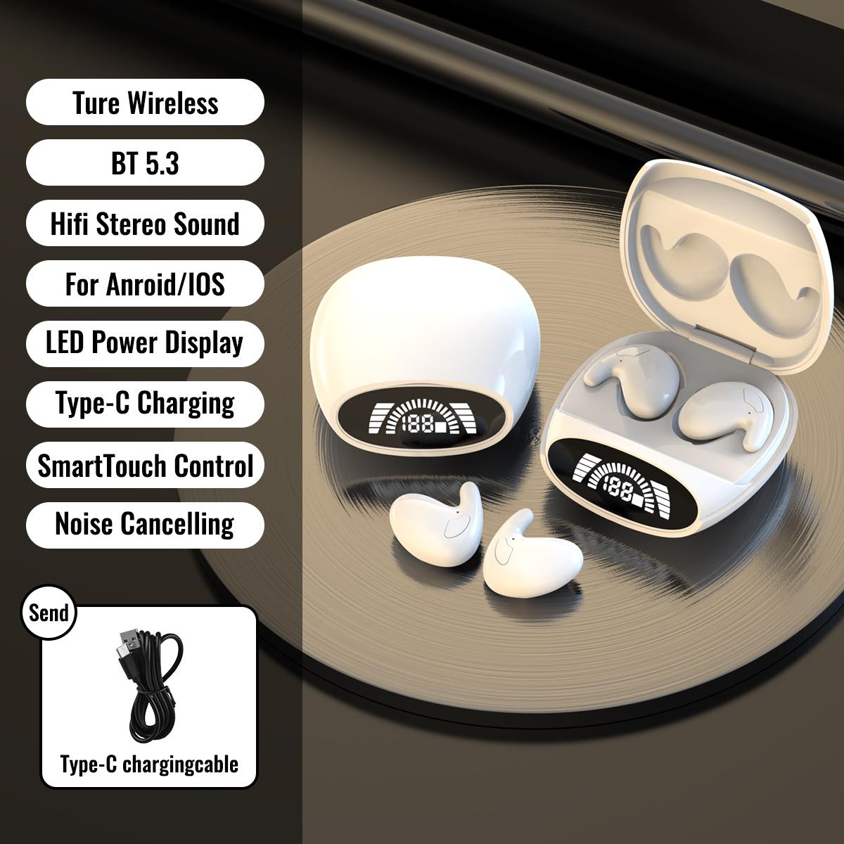 

Беспроводные наушники MD528 Sleep TWS, совместимые с Bluetooth, 5.2, скрытые наушники, водонепроницаемые, шумоподавляющие, спортивные наушники IPX7 белый