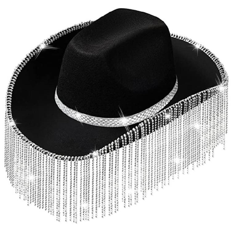 Cowgirl Hat Cowboy Hats Rhinestones Fringe Rave Hat Fit Most Women and Girls