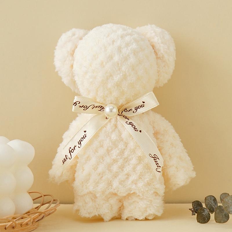 Luxury Velvet Bear Towel Plush Texture Kids Hand Towel Soft Absorbent for Hotel Guest Bathroom Use