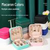 Compact Crossgrain Leather Jewelry Box for Earrings, Rings, and Necklaces