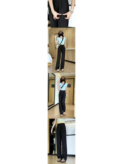 Women's Tie-Dye Ice Silk Wide-Leg Pants: High-Waisted, Drawstring, Casual Floor-Length for Spring/Summer.