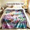 Floral Garden Theme Soft Blanket Personalized Custom Name Text Print Warm Blanket Home Sofa Bedroom Decor