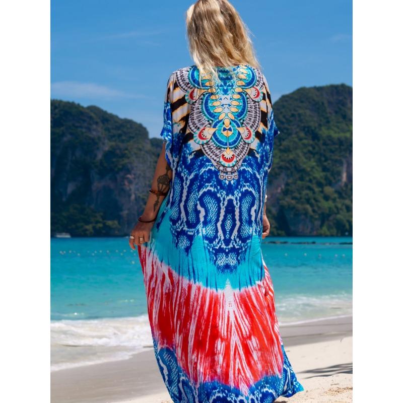 Damska Moda Lato Wiosna Panterka Rękawy 1/2 Dekolt V Luźna Talia Sukienki Casualowe