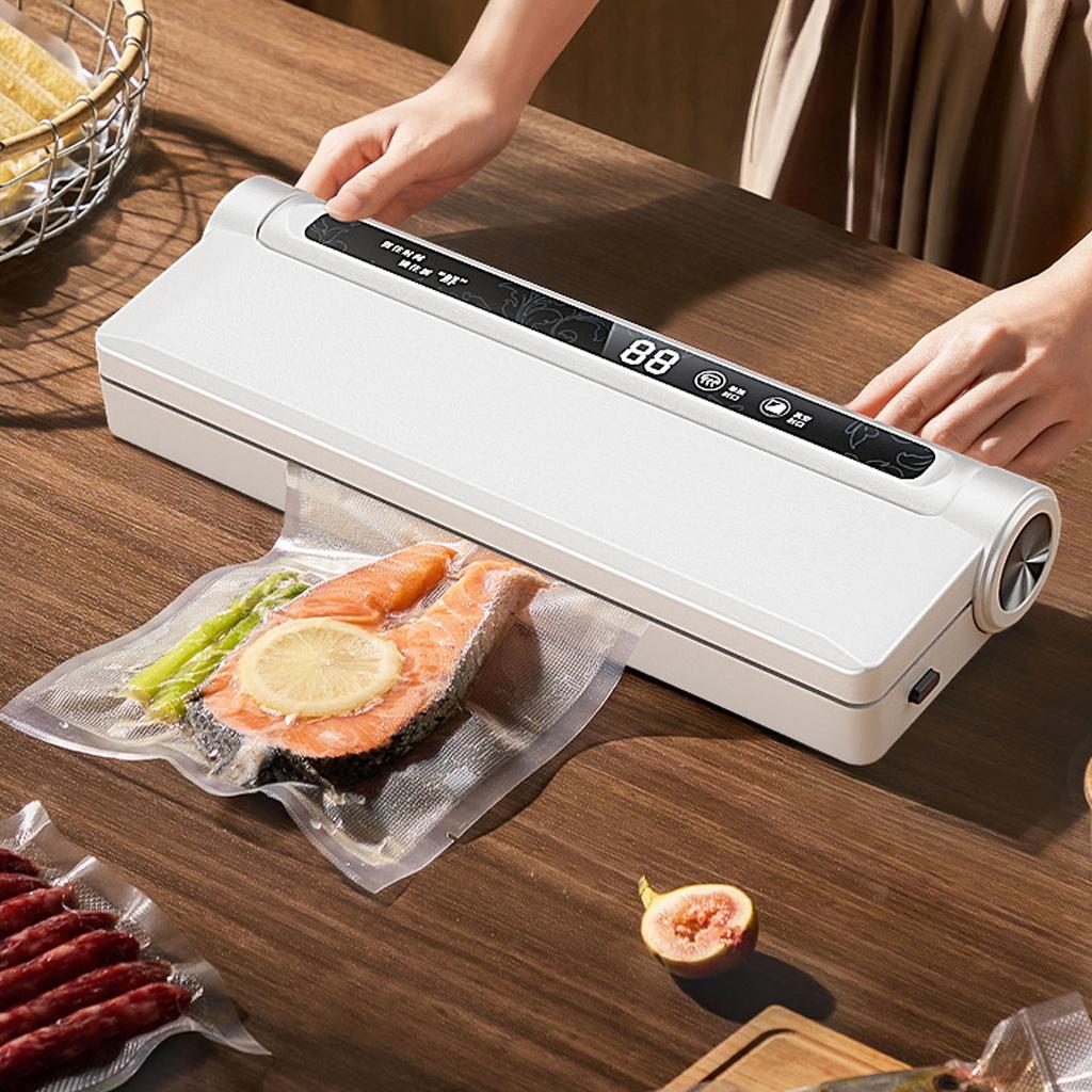 Food Vacuum Machine Dry Wet Mode 60KPA Suction Compact Electric with 20 Bags for Kitchen