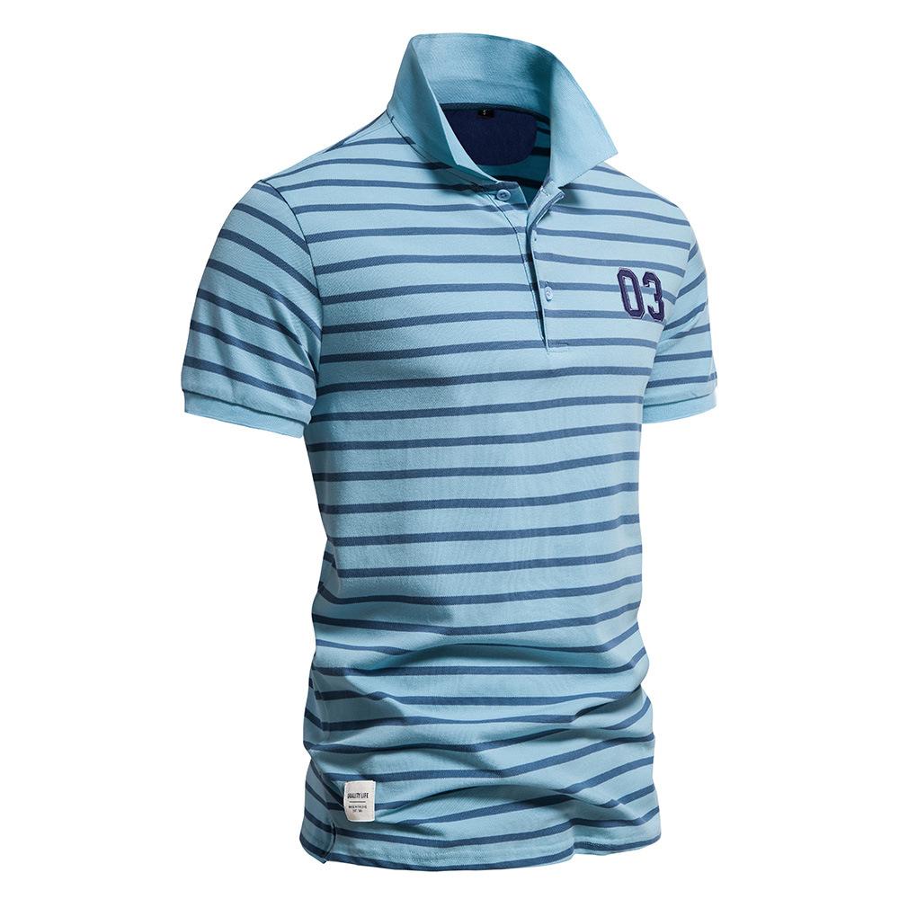 Spring and Summer New Men's Striped POLO Shirt Fashion Casual Men's Lapel Cotton Shirt