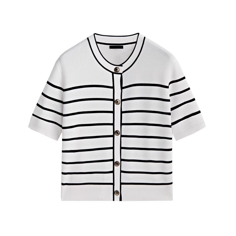 MD Early Autumn New Arrival Classic Style Elegant Button Design Stripes Cotton Knitting Cardigan Outwear 5642510