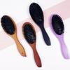 New Arrival Hair Brush Wood Handle Boar Bristle Beard Comb Styling Detangling Straighten Brown Lotus Boar Bristles Massage Comb