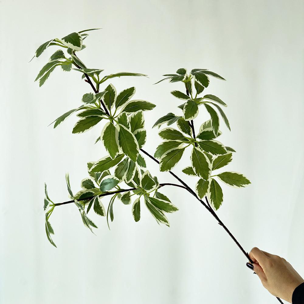 

Artificial Greenery Leaf Plant With Silk Print Cloth Home Office Decor Wedding White Green