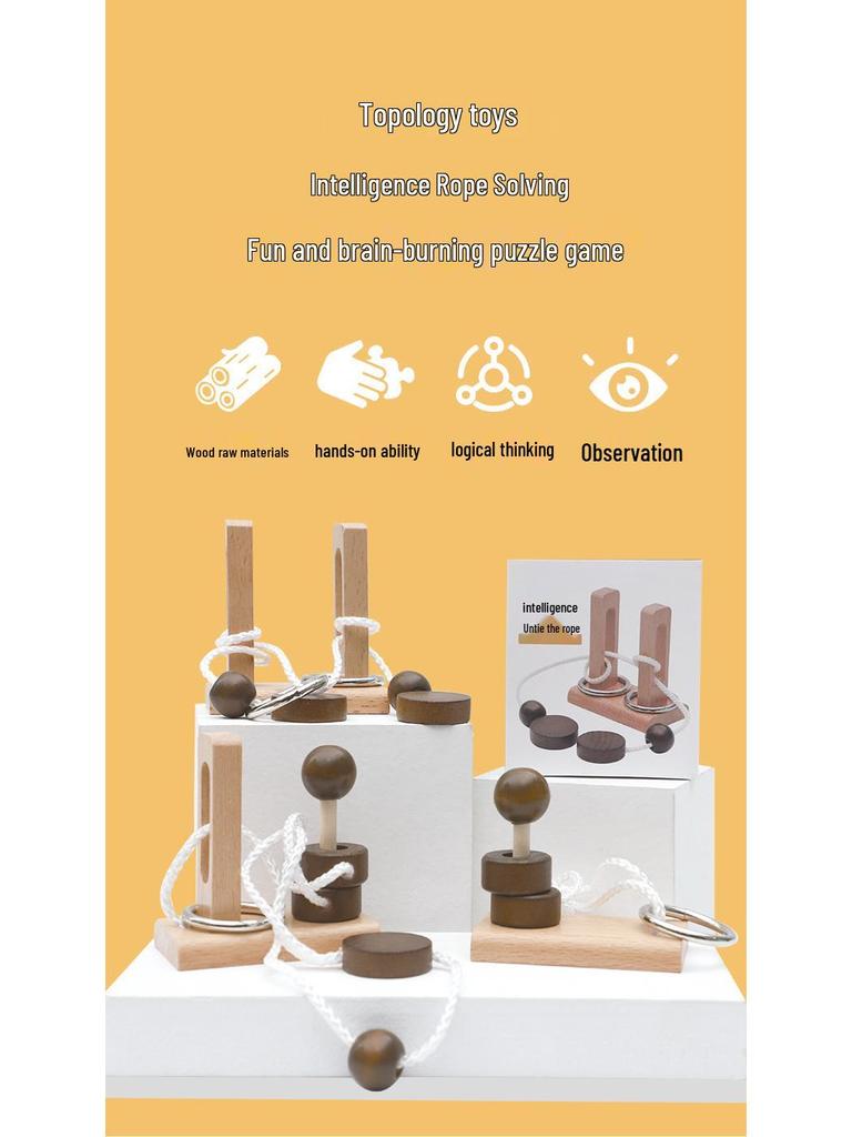 Classic Wooden Magic Ring Escape Puzzle Toy – Brain Teaser & Intelligence Game