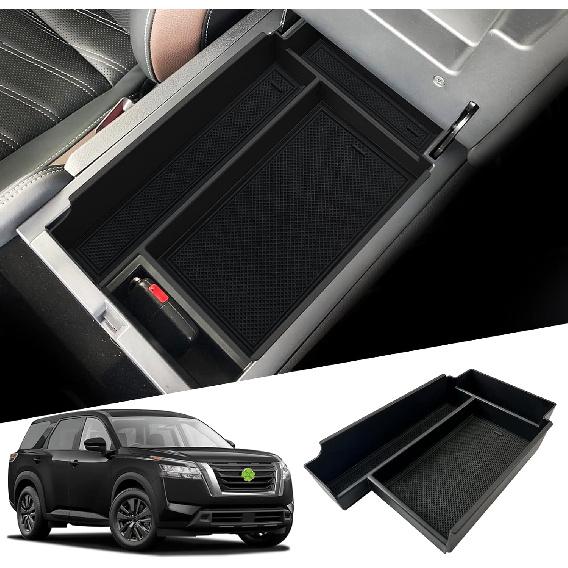 SHAOHAO For 2024 2025 Nissan Pathfinder Center Console Organizer Tray   2024 2025 Pathfinder S/SV/SL/Rock Creek/Platinum Armrest Storage Box Tray