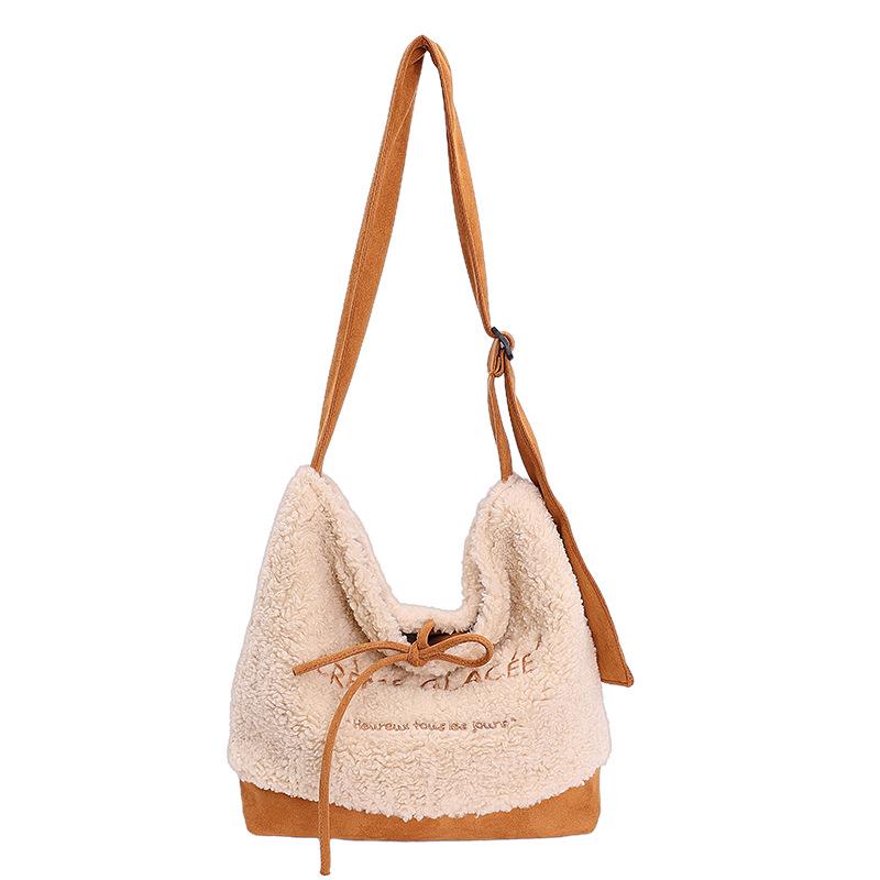 

Шикарная женская плюшевая сумка-тоут: Большая вместимость, Осень/Зима, Сумка кроссбоди и на плечо