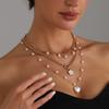 European and American Jewelry Popular Retro Five-petal Flower Imitation Pearl Love Necklace Female Elegant Sexy Necklace