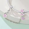 S925 Silver Butterfly Flower Charm Pendant Bead Strand Safety Chain Clasp Bracelet Jewelry Accessory