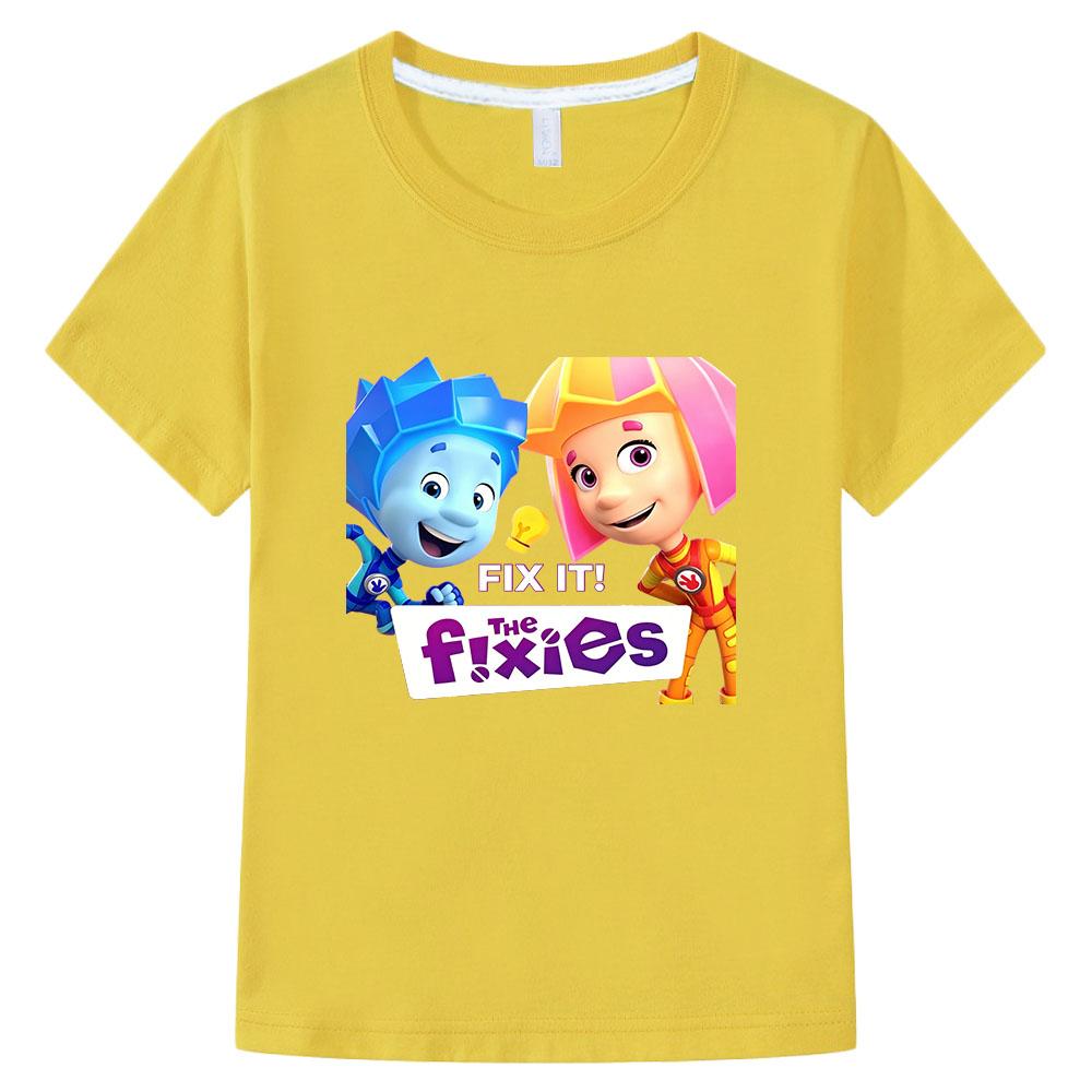 

The Fixies 100% Cotton Children New Tees Funny Cartoon Print T-Shirt Girls Baby Boys Short Sleeve Kids Tops Summer 100